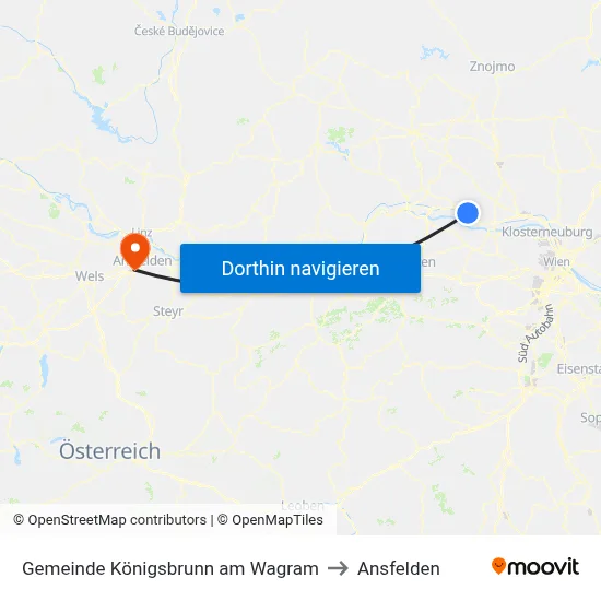 Gemeinde Königsbrunn am Wagram to Ansfelden map