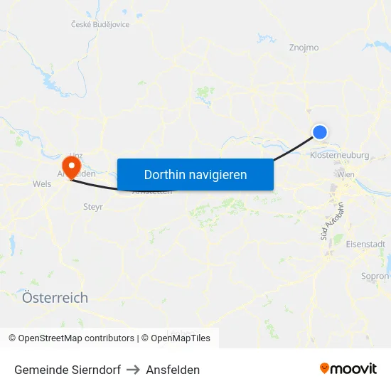 Gemeinde Sierndorf to Ansfelden map