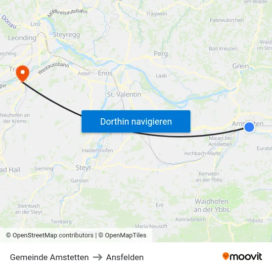 Gemeinde Amstetten to Ansfelden map