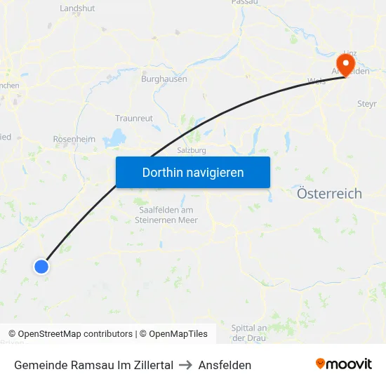 Gemeinde Ramsau Im Zillertal to Ansfelden map
