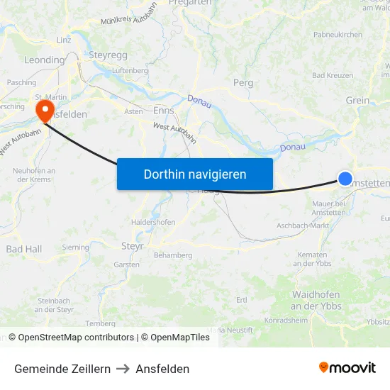 Gemeinde Zeillern to Ansfelden map