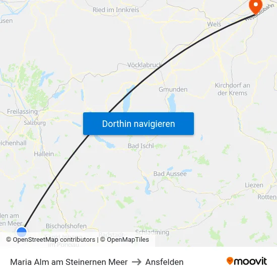 Maria Alm am Steinernen Meer to Ansfelden map