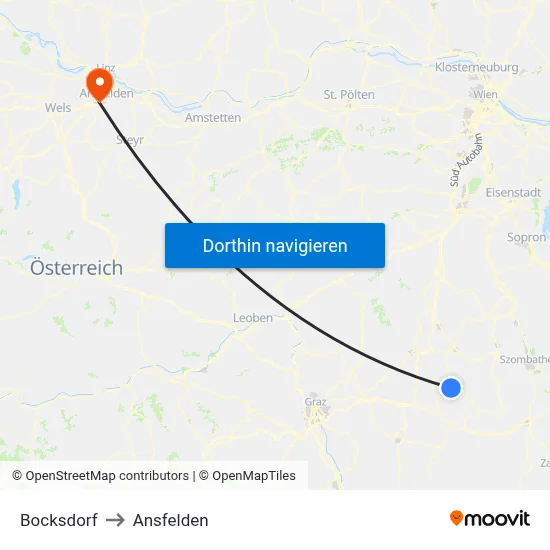 Bocksdorf to Ansfelden map