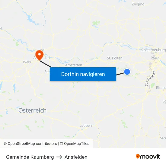 Gemeinde Kaumberg to Ansfelden map