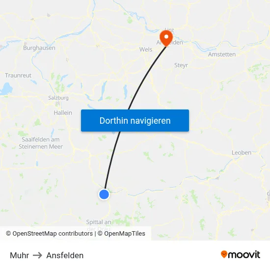 Muhr to Ansfelden map
