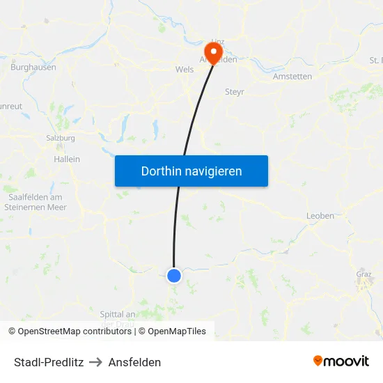 Stadl-Predlitz to Ansfelden map