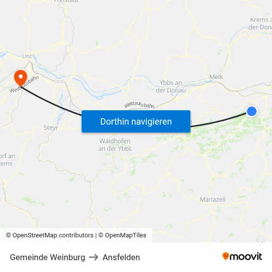 Gemeinde Weinburg to Ansfelden map