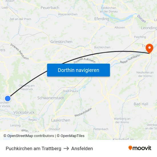 Puchkirchen am Trattberg to Ansfelden map