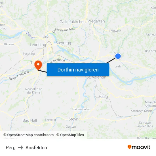 Perg to Ansfelden map