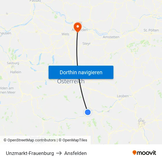 Unzmarkt-Frauenburg to Ansfelden map