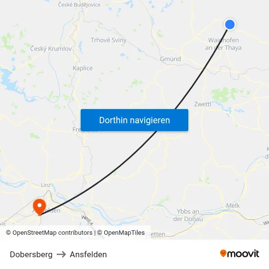 Dobersberg to Ansfelden map