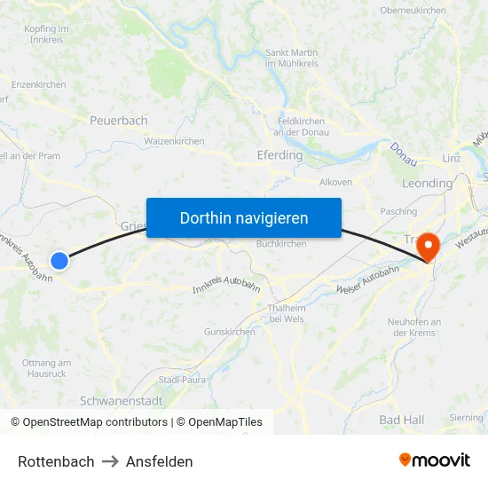 Rottenbach to Ansfelden map
