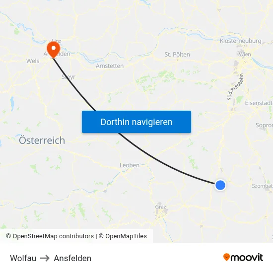 Wolfau to Ansfelden map