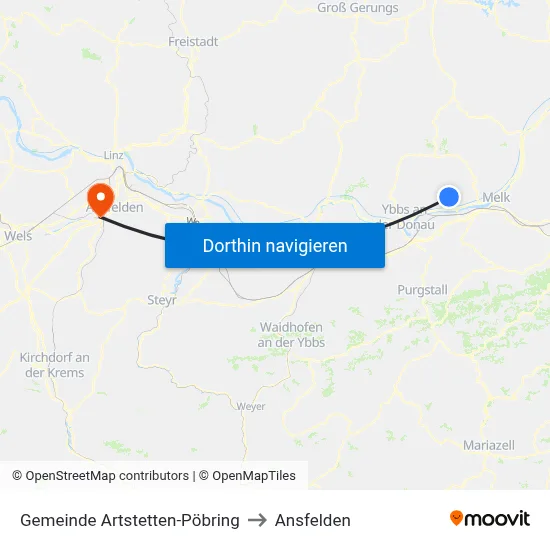 Gemeinde Artstetten-Pöbring to Ansfelden map