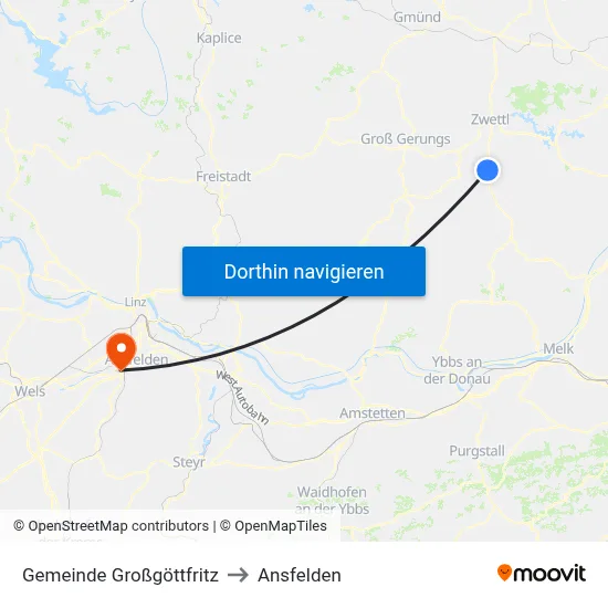 Gemeinde Großgöttfritz to Ansfelden map