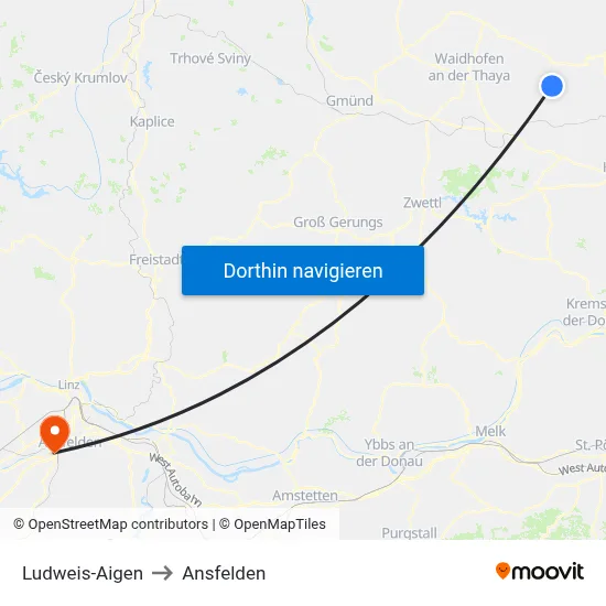 Ludweis-Aigen to Ansfelden map