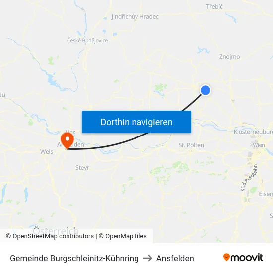 Gemeinde Burgschleinitz-Kühnring to Ansfelden map