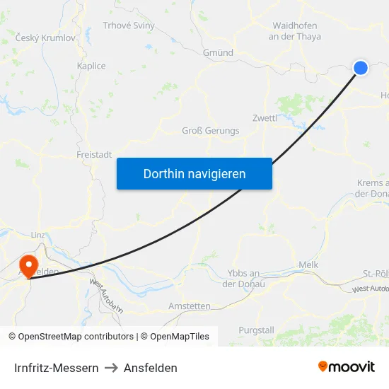 Irnfritz-Messern to Ansfelden map