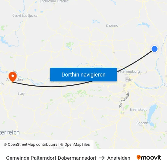 Gemeinde Palterndorf-Dobermannsdorf to Ansfelden map