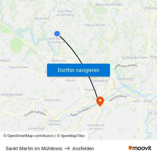 Sankt Martin Im Mühlkreis to Ansfelden map
