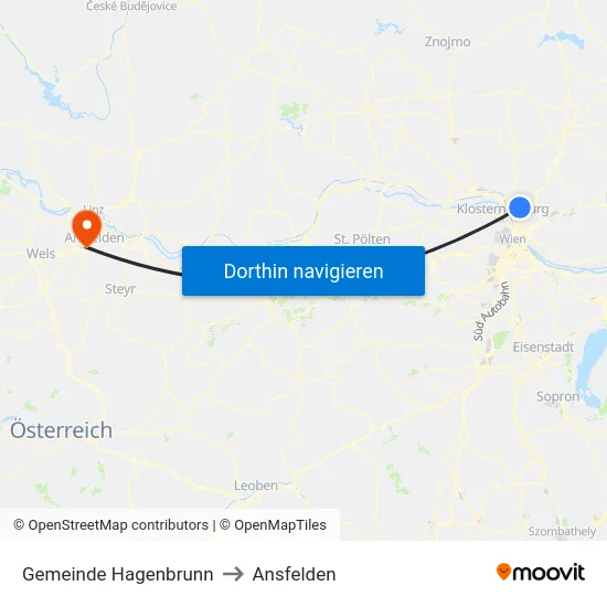Gemeinde Hagenbrunn to Ansfelden map