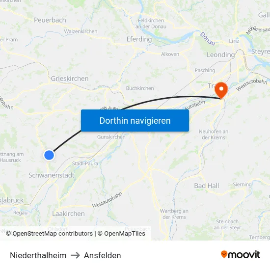 Niederthalheim to Ansfelden map