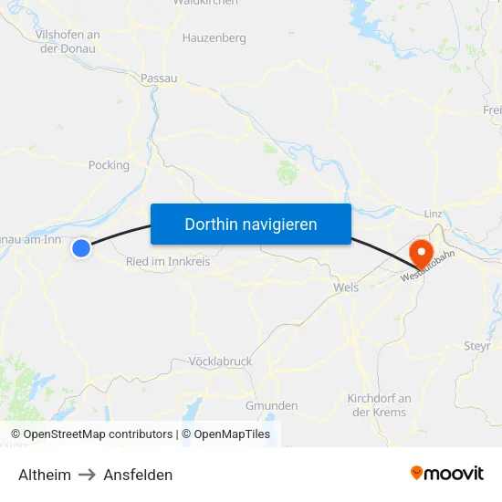 Altheim to Ansfelden map
