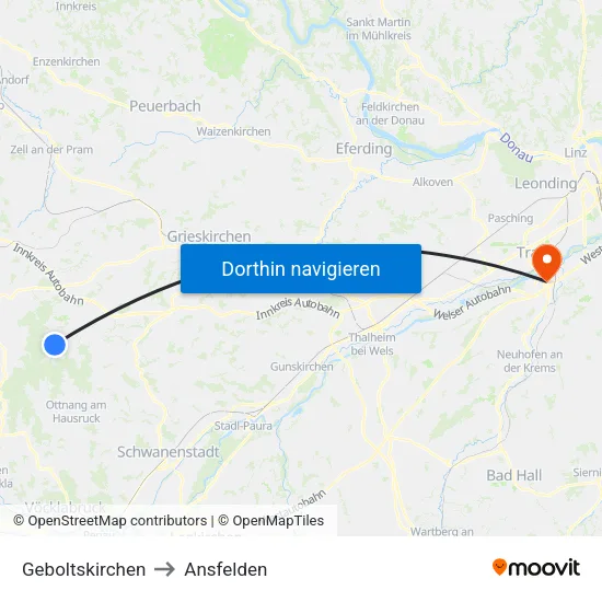 Geboltskirchen to Ansfelden map