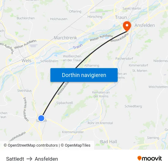 Sattledt to Ansfelden map