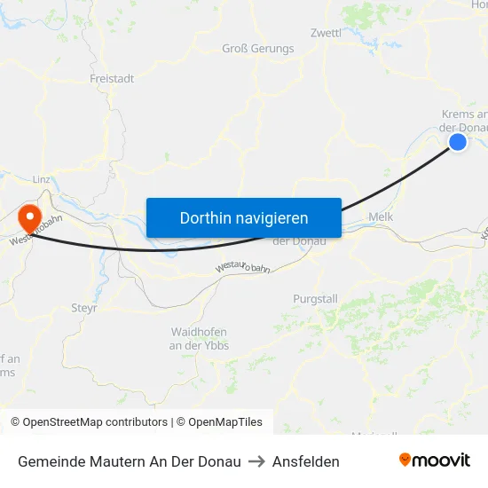 Gemeinde Mautern An Der Donau to Ansfelden map