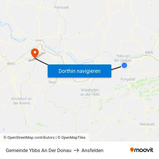 Gemeinde Ybbs An Der Donau to Ansfelden map