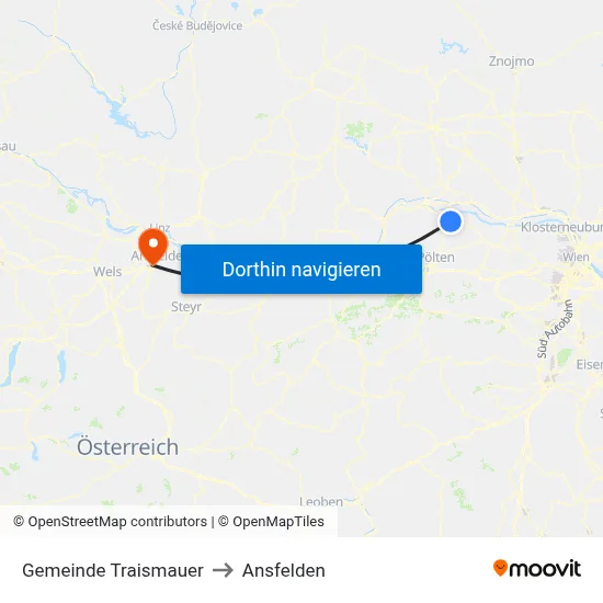 Gemeinde Traismauer to Ansfelden map