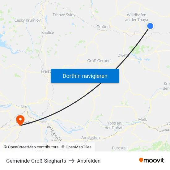 Gemeinde Groß-Siegharts to Ansfelden map