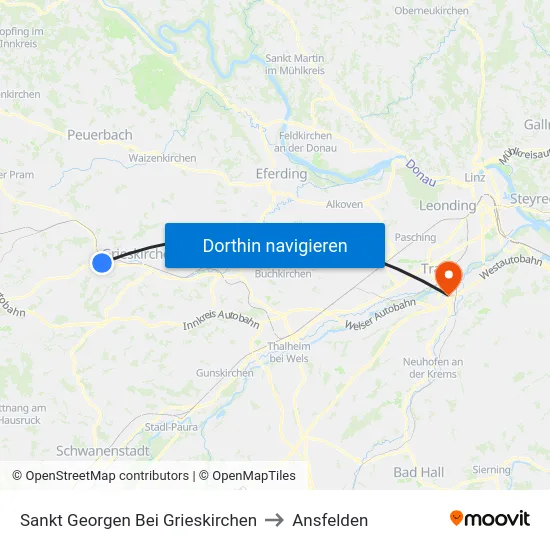 Sankt Georgen Bei Grieskirchen to Ansfelden map