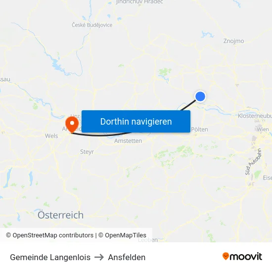 Gemeinde Langenlois to Ansfelden map