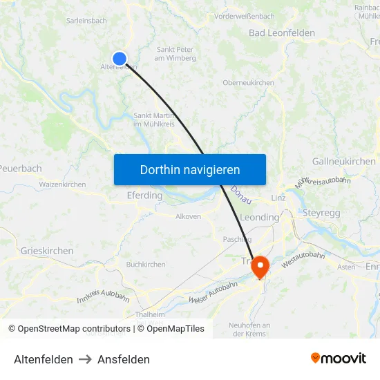 Altenfelden to Ansfelden map