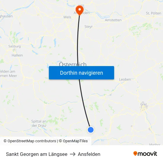 Sankt Georgen am Längsee to Ansfelden map