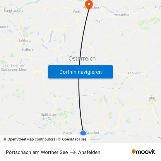 Pörtschach am Wörther See to Ansfelden map