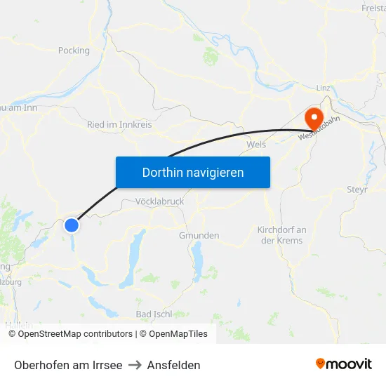 Oberhofen am Irrsee to Ansfelden map