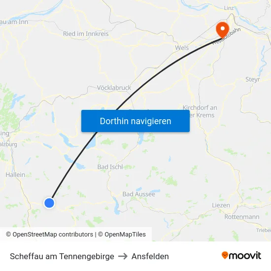 Scheffau am Tennengebirge to Ansfelden map