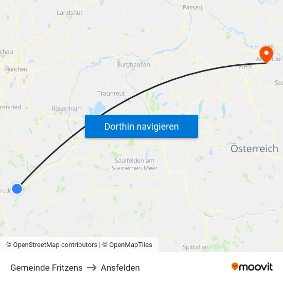 Gemeinde Fritzens to Ansfelden map