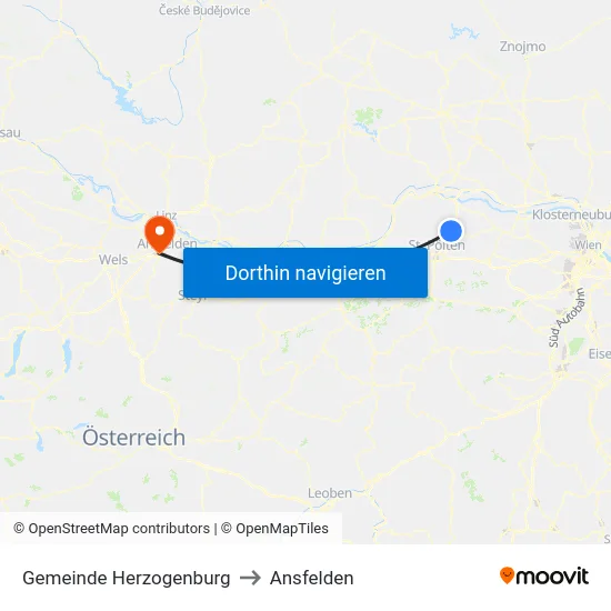 Gemeinde Herzogenburg to Ansfelden map