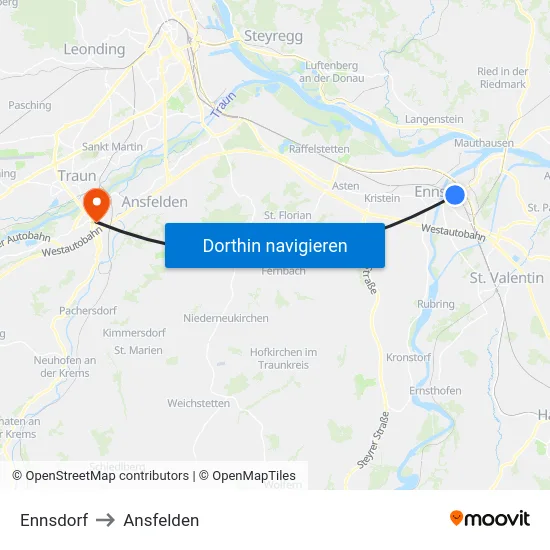 Ennsdorf to Ansfelden map