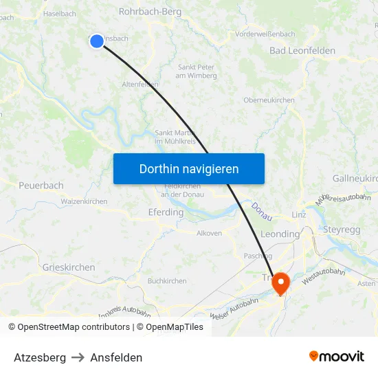 Atzesberg to Ansfelden map