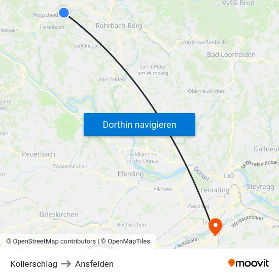 Kollerschlag to Ansfelden map