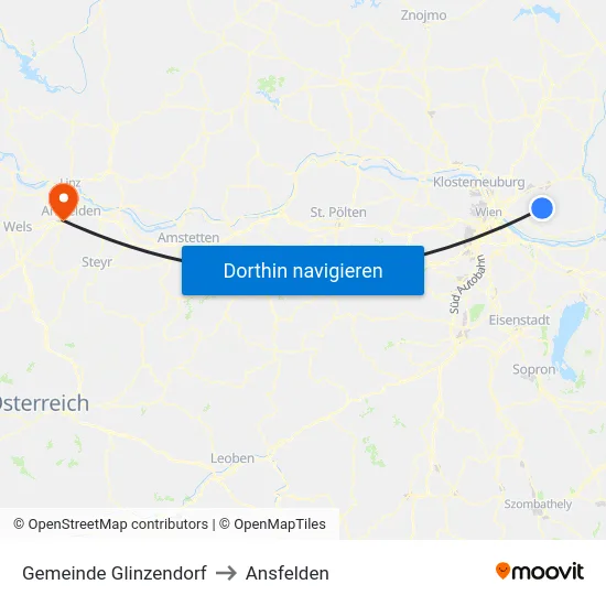 Gemeinde Glinzendorf to Ansfelden map