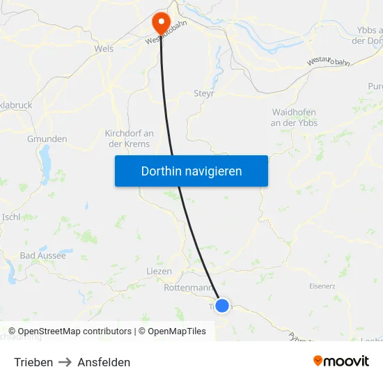 Trieben to Ansfelden map