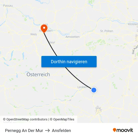 Pernegg An Der Mur to Ansfelden map