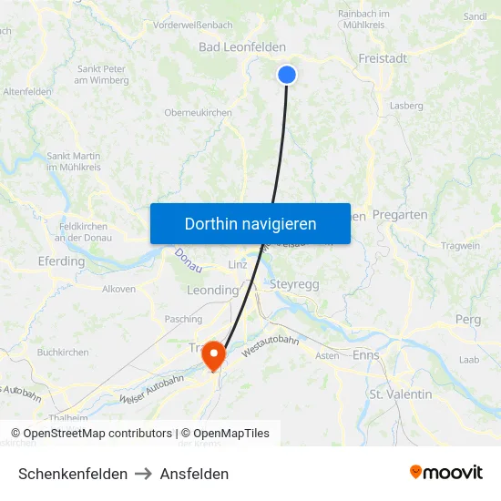 Schenkenfelden to Ansfelden map
