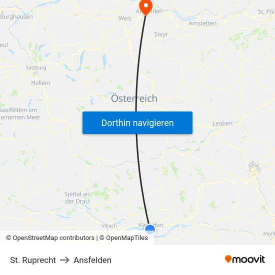 St. Ruprecht to Ansfelden map